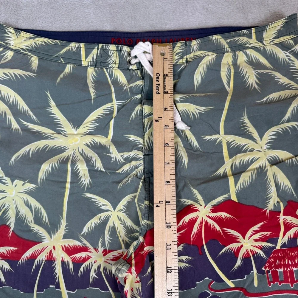 Vintage 90s Polo Sport Ralph Lauren Hawaiian Tropical Swim Trunks Mens 36 Green‎